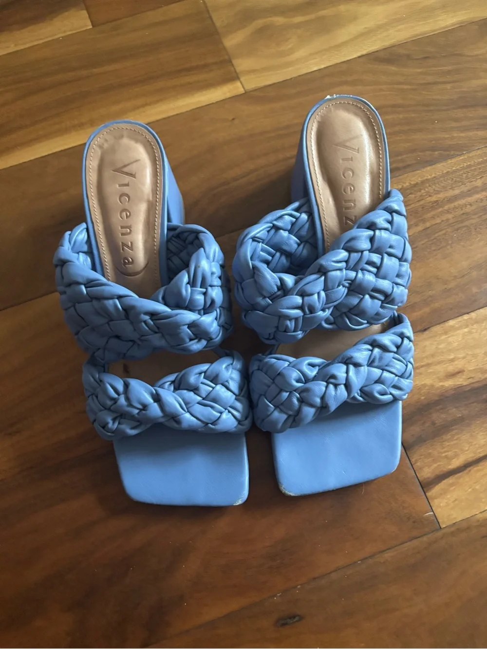 Vicenza Blue Braided Leather Slide Sandals-8.5